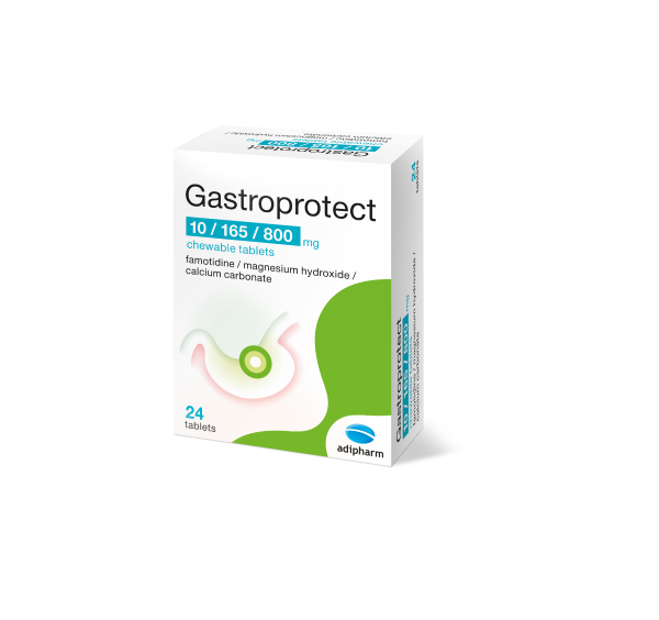 Adipharm Ltd. Gastroprotect 10/ 165/ 800 mg, chewable tablets